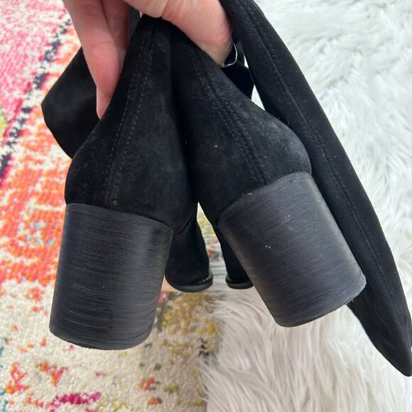 Free People Black Leather Heeled Dahlia Slouch Boots 37 / 6.5 - Picture 11 of 13